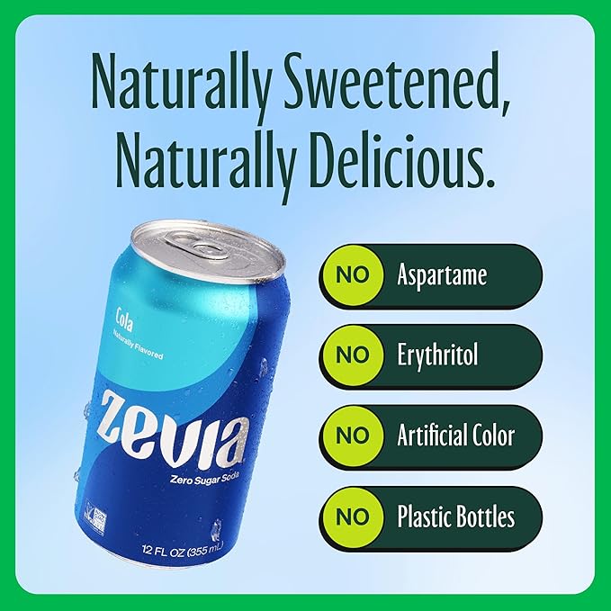 Zevia Zero Sugar Soda, Nostalgic Variety Pack, 12 oz Cans (24-Pack) – Naturally Sweetened, Non-GMO Project Verified, Gluten-Free, Vegan