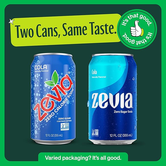 Zevia Zero Sugar Soda, Nostalgic Variety Pack, 12 oz Cans (24-Pack) – Naturally Sweetened, Non-GMO Project Verified, Gluten-Free, Vegan