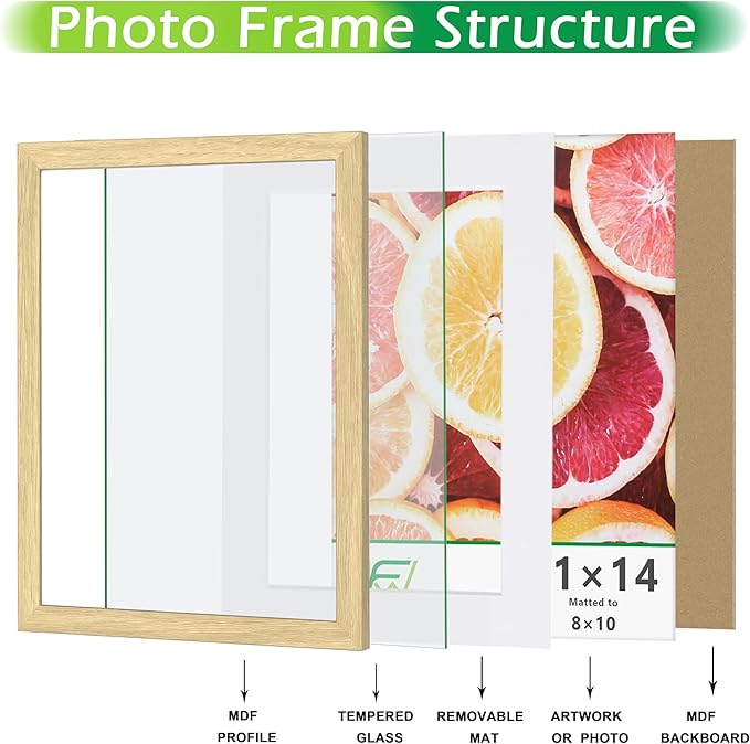 FrameWorks 2-Pack, 5x7 Matted to 4x6 Picture Frame, Natural Oak ??Classic Wooden Photo Frame with Tempered Glass, Modern Matte Finish for Prints, Posters, Certificates & Wall Decor ??Gallery-Ready