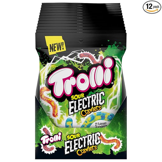 Trolli Electric Crawlers, Sour Gummy Candy, 4.25 Ounce Bags (Pack of 12)