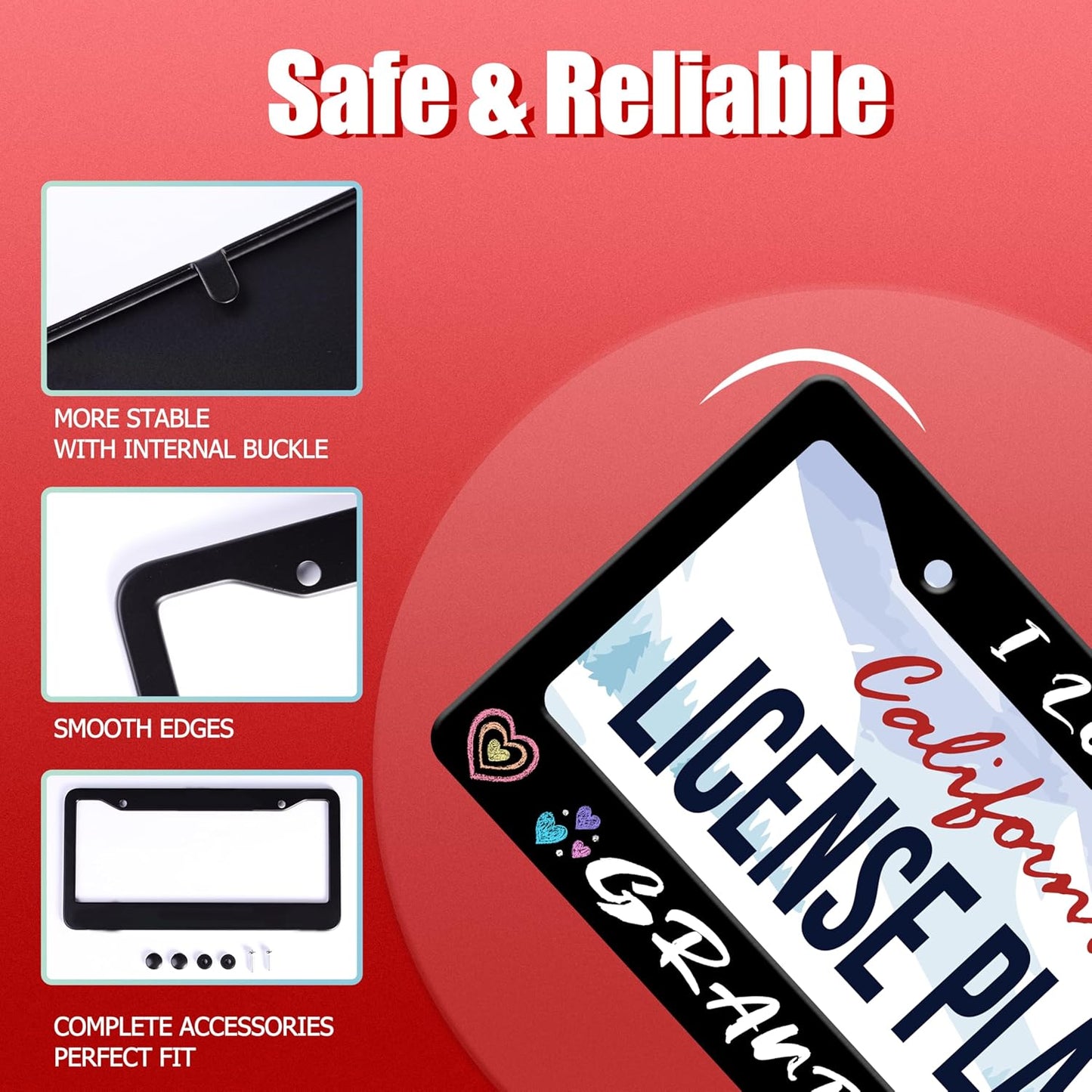 Personalized License Plate Frame I Love My Grandkids Stainless Steel Accessory Family License Plate Holder Funny Car Decorative 2 Holes Fits Us Standard License Plates 12.2 X 6.3 in for Men Women