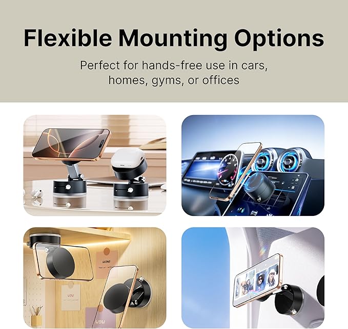 It's Just Smart IJS 360° Magnetic Phone Holder for Car with Ultra Strong Secure Lock Suction | Adjustable magsafe car Mount Compatible with iPhone & Samsung
