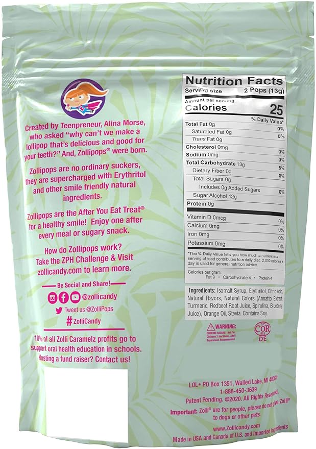 Zollipops The Clean Teeth Pops - Anti-Cavity Lollipops with Delicious Tropical Flavors, 3.1 Ounce for a Dental-Friendly and Tasty Experience