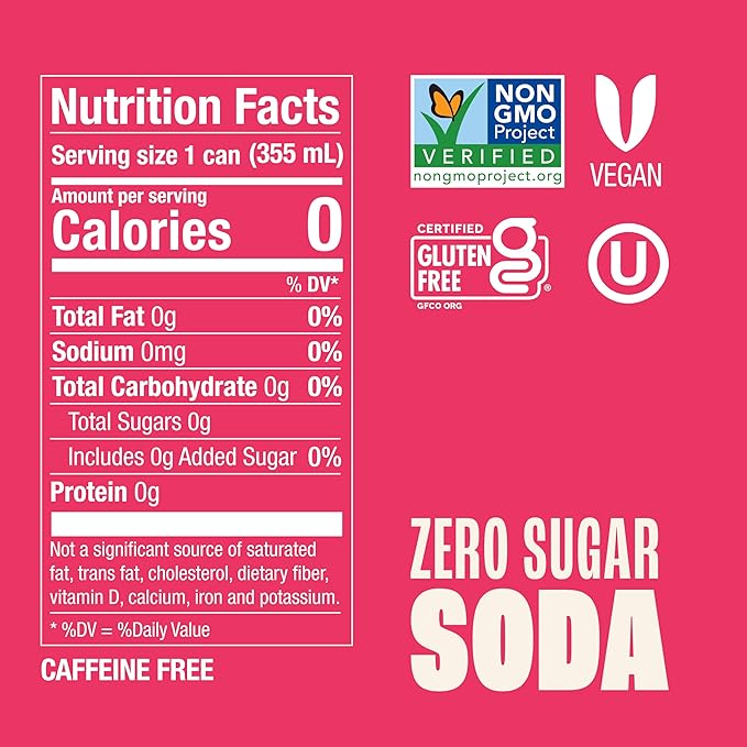 Zevia Zero Sugar Soda, Fruity Variety Pack, 12 oz Cans (24-Pack) – Naturally Sweetened, Zero Calorie Sugar Free Soda - Non-GMO Project Verified, Gluten-Free, Vegan