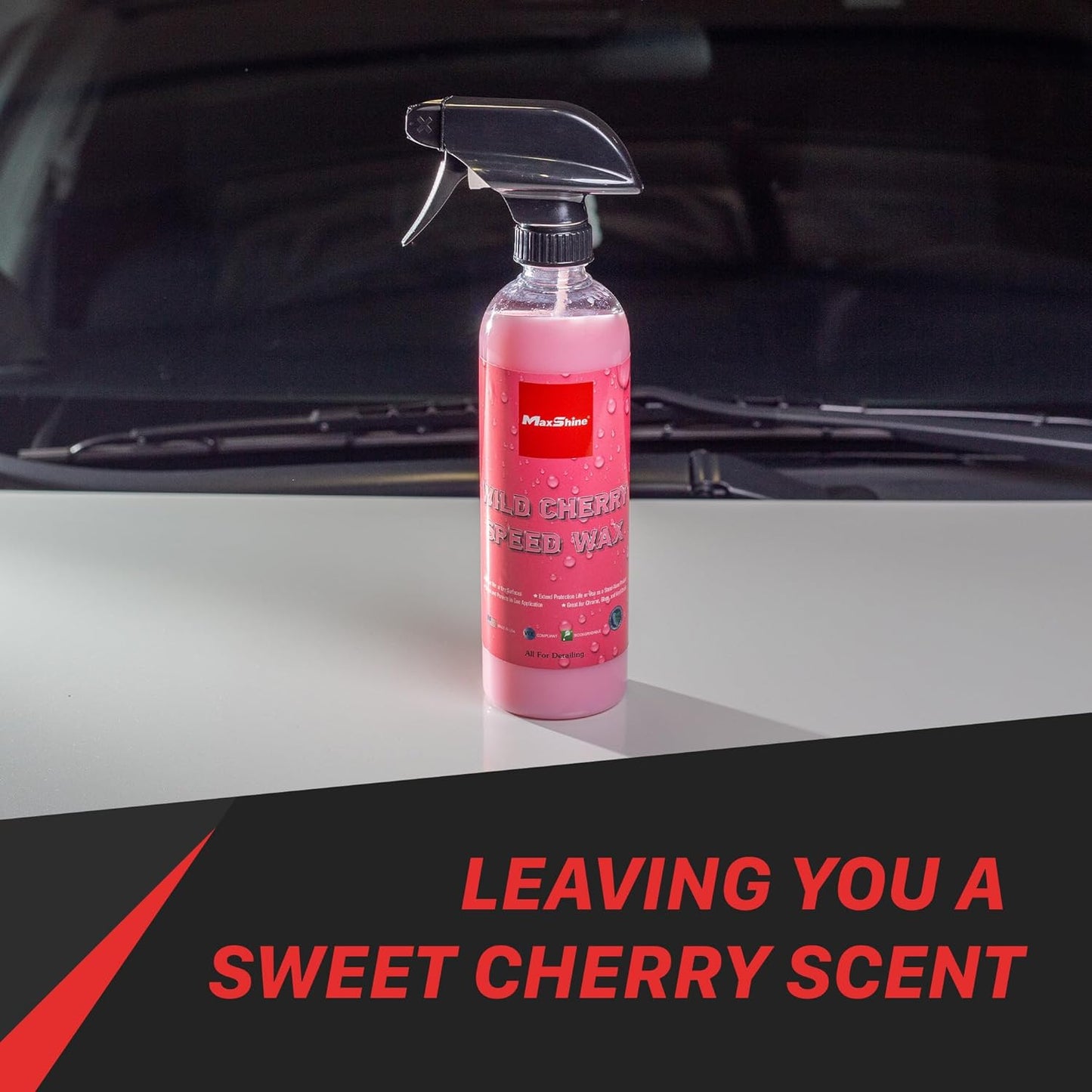 Maxshine Speed Wax, 16oz Spray, Wild Cherry, Carnauba Formula | Quick Polish, Deep Gloss, Stain Resistant | Fast Detailing Spray for Cars, Trucks, Motorcycles, Wet Look Finish