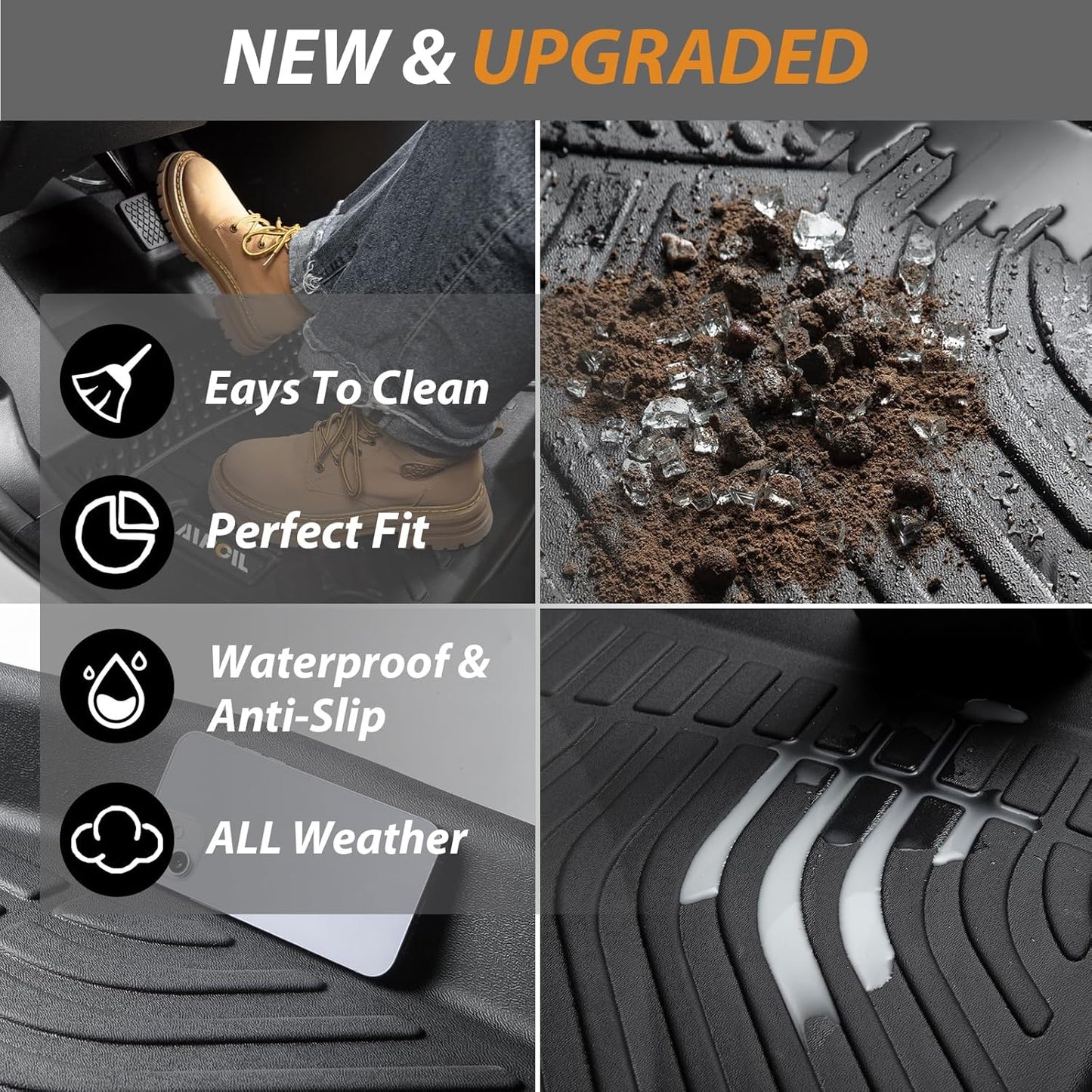 AIPOIL® Floor Mats & Cargo Liner Set for 2016-2024 Mini Clubman All Weather Protection TPE Anti-Slip Automotive Full Set Custom Car Mats Accessories - Black