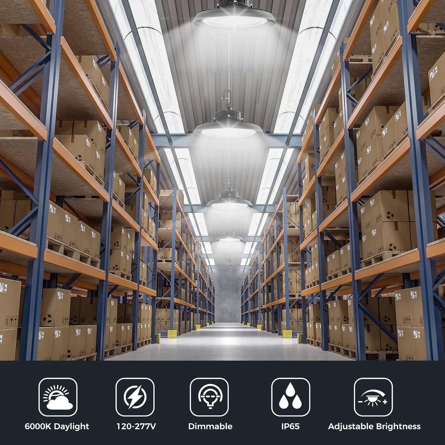 High Bay Lights LED UFO Light 240W LED Shop Lights 6000K IP65 Commercial Bay Lighting Fixture 43200 LM Super Bright, 5ft Cable Plug & Play for Warehouse Factory Garage Workshop Barn 4 Pack