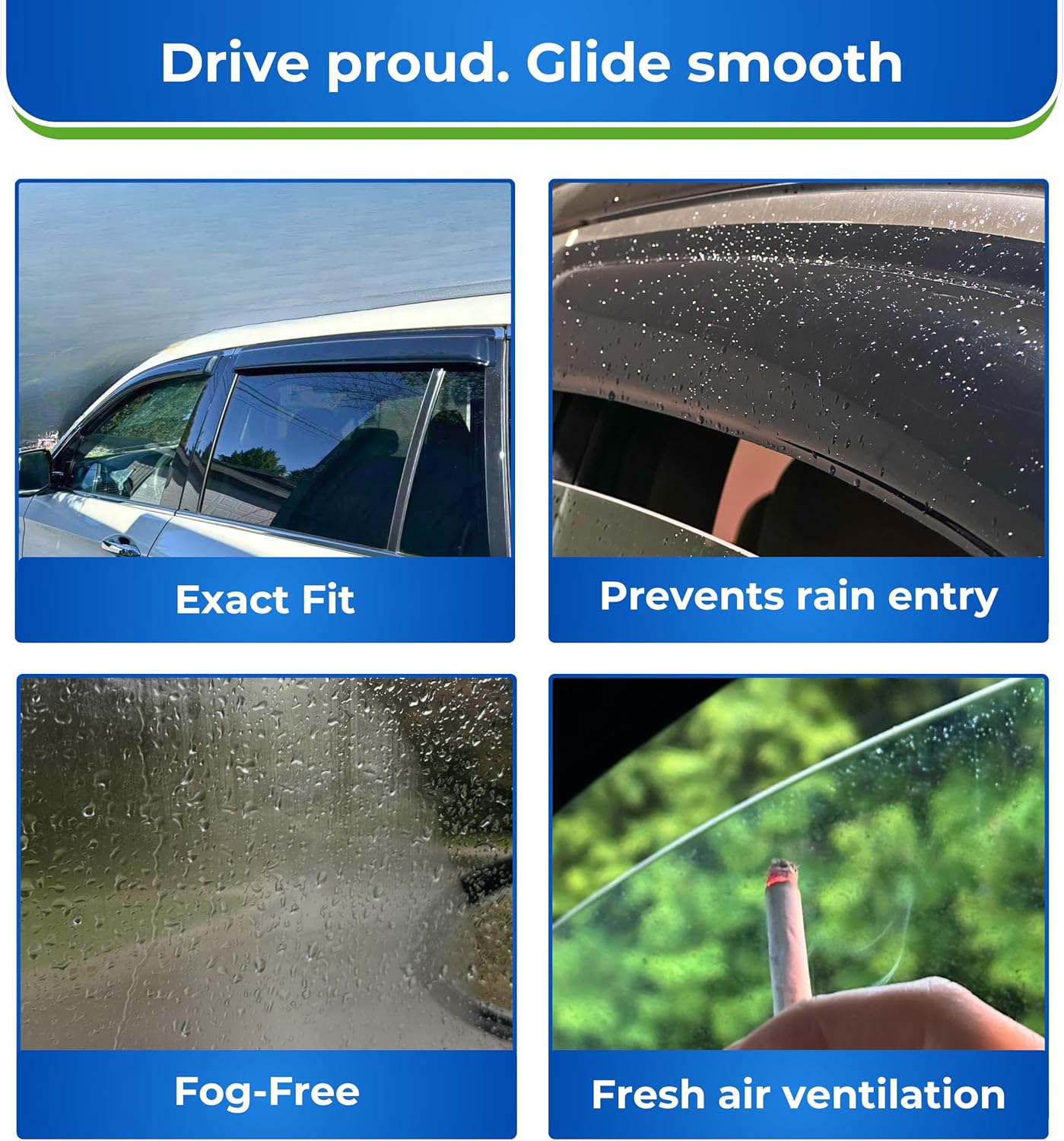 KPY Window Visor Compatible with Hyundai Palisade 2020-2024, 4PC Rain Guard Side Window Vent Deflectors Tape-On Mugen Style, 2020 2021 2022 2023 2024