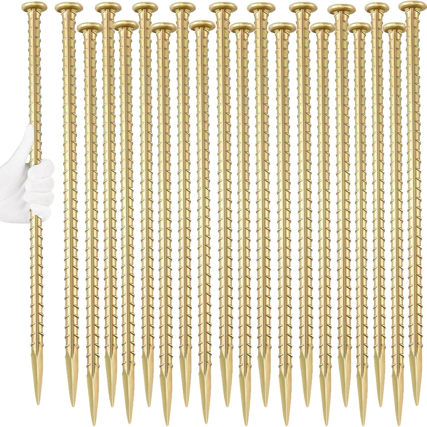 16 Inch Rebar Stakes (20 Pack) 1/2 Inch Diameter Galvanized Steel Ground Anchors Heavy Duty Anchoring Spikes for Speed Bump, Parking Curb and Tent