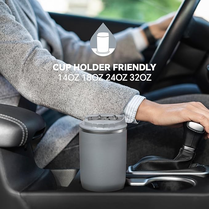 Ideus Insulated Tumbler with Lid and Straw 18 oz, Stainless Steel Double-Wall Vacuum Leak-Proof Travel Coffee Mug, Cup Holder Friendly, Ultimate Gray