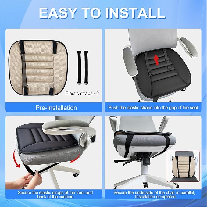 Car Seat Cushion with Back Support Pillow, 1.2'' Thick Enhanced Comfort Memory Foam Design for Pain Relief, Ideal for Drivers and Office Use - Ergonomic Lumbar Comfort for Long Sitting