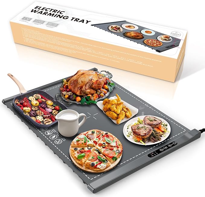 Food Warming Mat - Portable Party Buffet Electric Warming Tray, Foldable Food Warmer, Timed Off, Temperature Adjustable, Suitable for Daily, Outdoor, Party