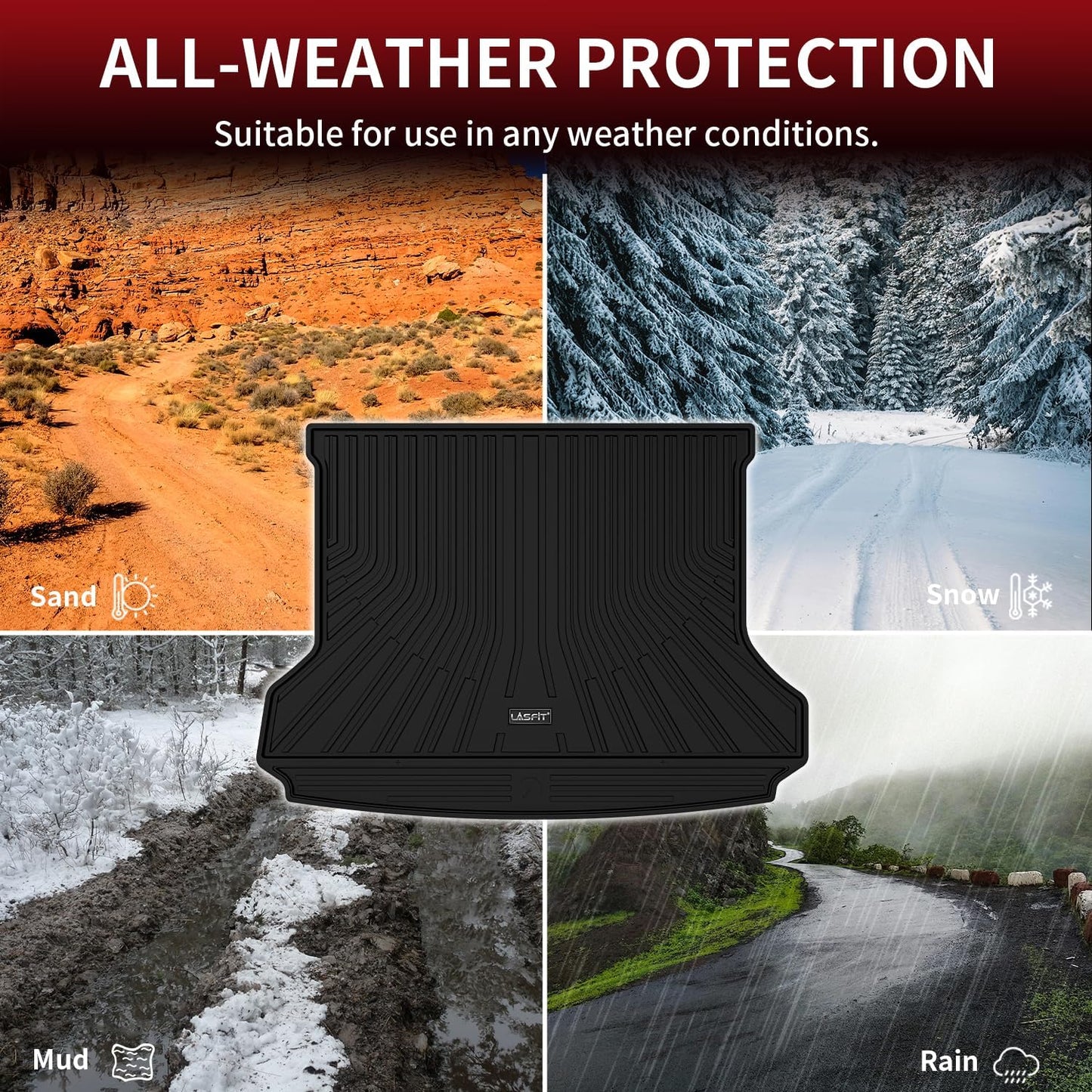 LASFIT Cargo Mat Fit for Volkswagen VW ID.4 2025 2024 2023 2022 2021 All Weather TPE Trunk Liners (Only Fit Non-Adjustable Carpet Floor)