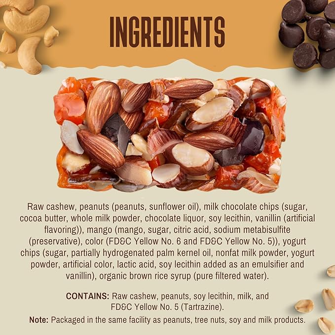 ToYou Chewy Fruit and Nut Bars - Healthy Protein Snacks | Chocolate Mango - 1.41 Ounce (Pack of 12) | Soft Chewy, Fiber-packed Granola Bars for Adults and Kids, Made with Natural Ingredients