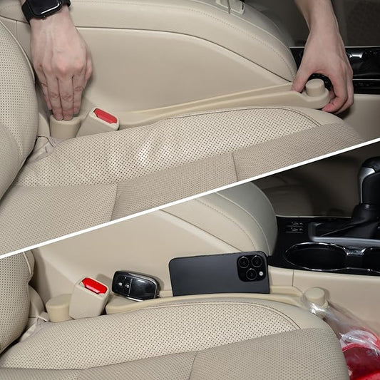 Car Seat Gap Filler Set of 2, Soft Foam Multifunctional Seat Side Gap Filler with Organizer & Hook Function, 3in1 Gap Stopper Universal Fit Car SUV Truck Fill The Gap Between Seat & Console