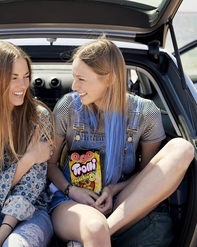 Trolli Peachie O's Rings, Sour Gummy Candy, 6.3 Ounce Bags (Pack of 8)