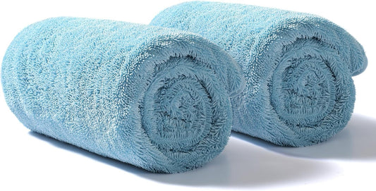 JOYMOOP Microfiber Towels for Cars, 2 Pack 35.4" x 23.6" Car Drying Towel, Blue Reusable Car Towel, Quick Drying Car Microfiber Cleaning Cloth for RVs, SUVs, Trucks