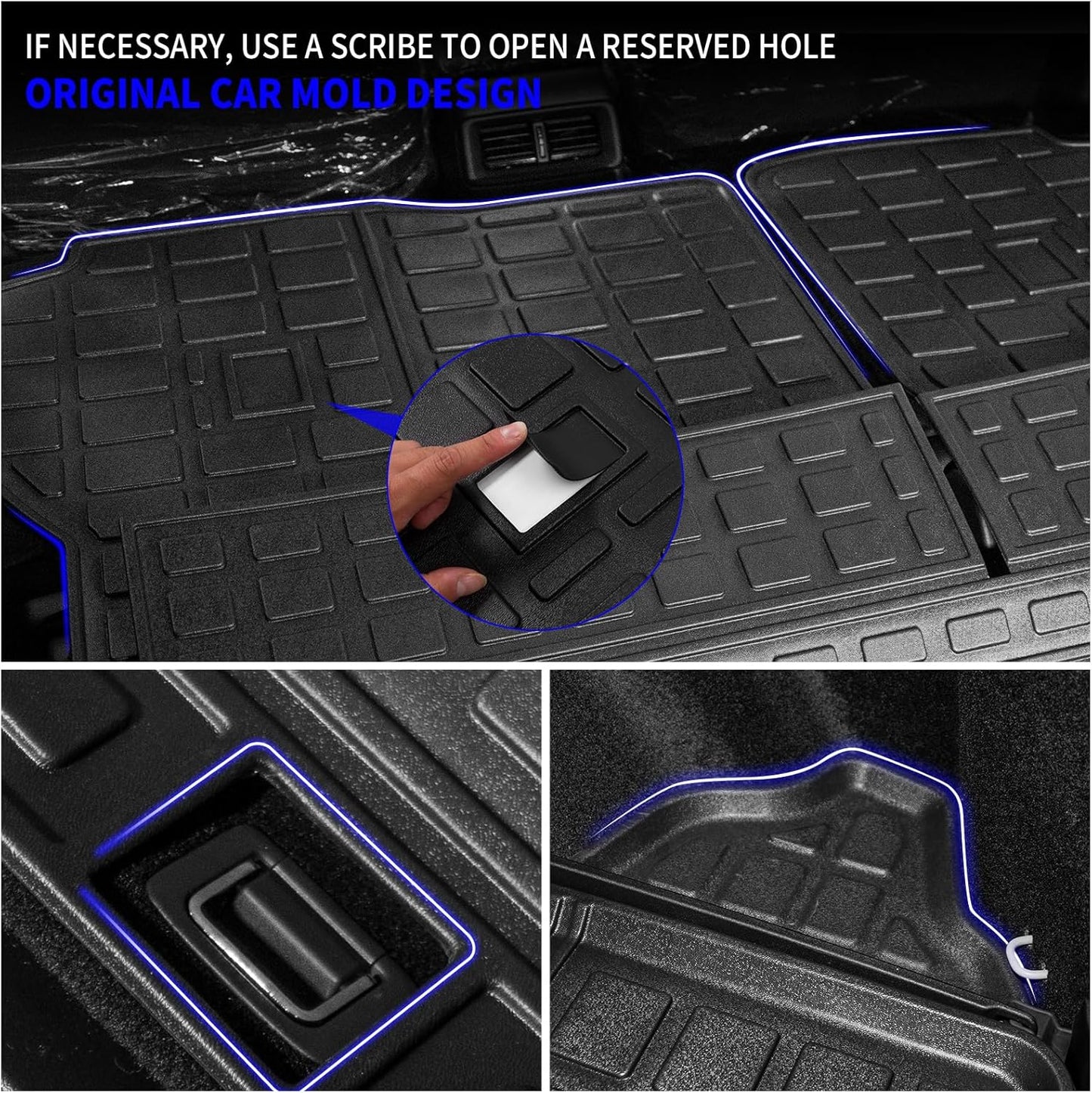 Rongtaod Cargo Mat Compatible with 2023 2024 2025 2026 Honda CRV Trunk Mat Cargo Liner TPE All Weather Back Seat Cover Protector CR-V Accessories (Fit Lower Deck,Backrest Mats+Trunk Mat)