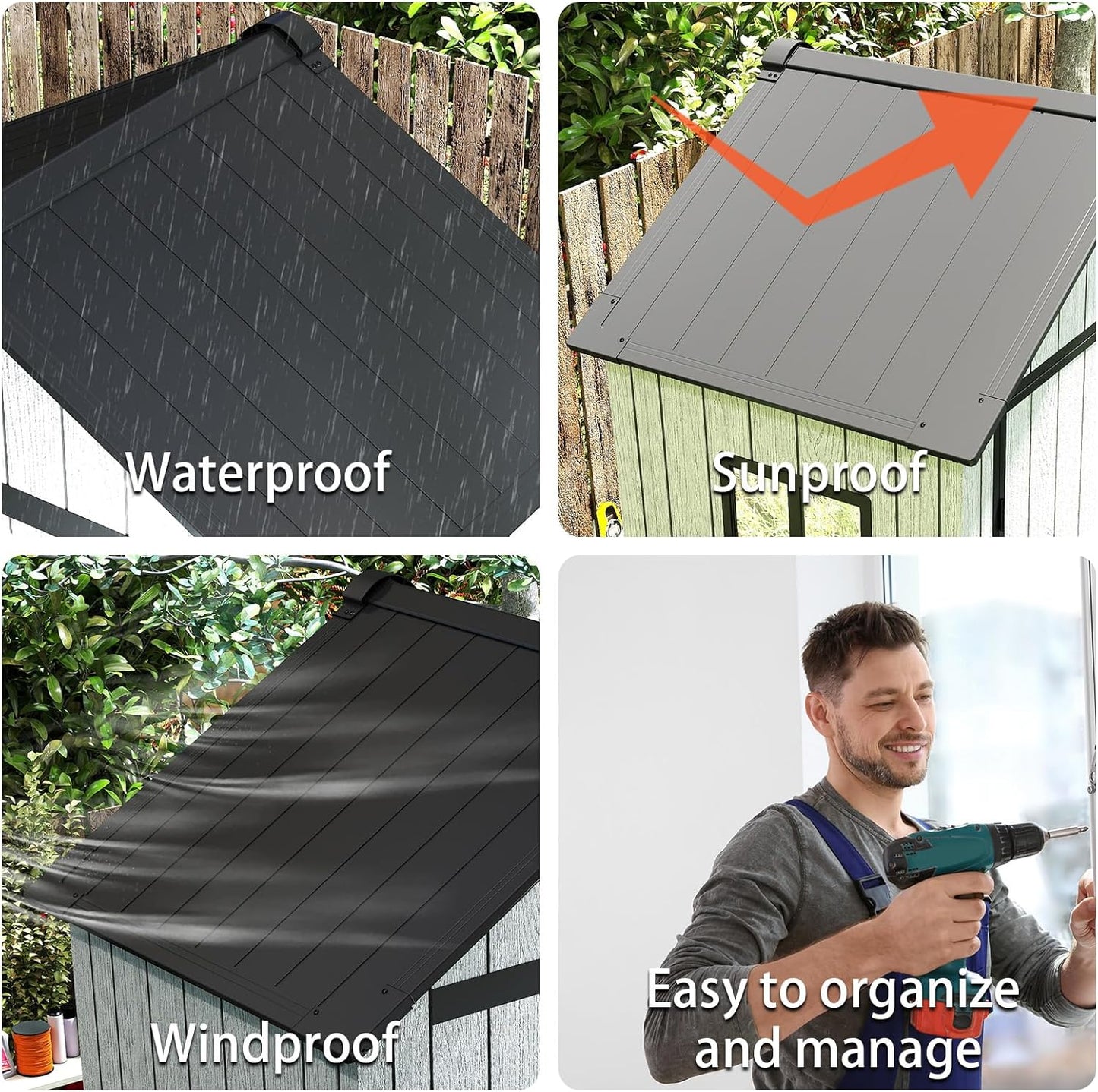 6 x 4 FT Shed Resin Outdoor Storage shed, 230 cuft Plastic Shed with Window and Lockable Door for Garden, Backyard, with Wood Texture, Grey