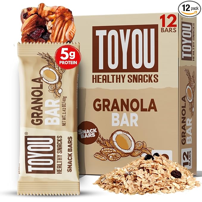 ToYou Chewy Fruit and Nut Bars - Healthy Protein Snacks | Granola Bar - 1.41 Ounce (Pack of 12) | Soft Chewy, Vegan, Fiber-packed Granola Bars for Adults and Kids, Made with Natural Ingredients