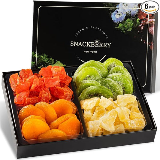 Variety Dried Fuit Gift Basket, Easter Gift Basket, Gift Box for Birthday. Anniversary, Get Well Gift, Gift for Him, Her and Family, Snackberry (6 Pack)