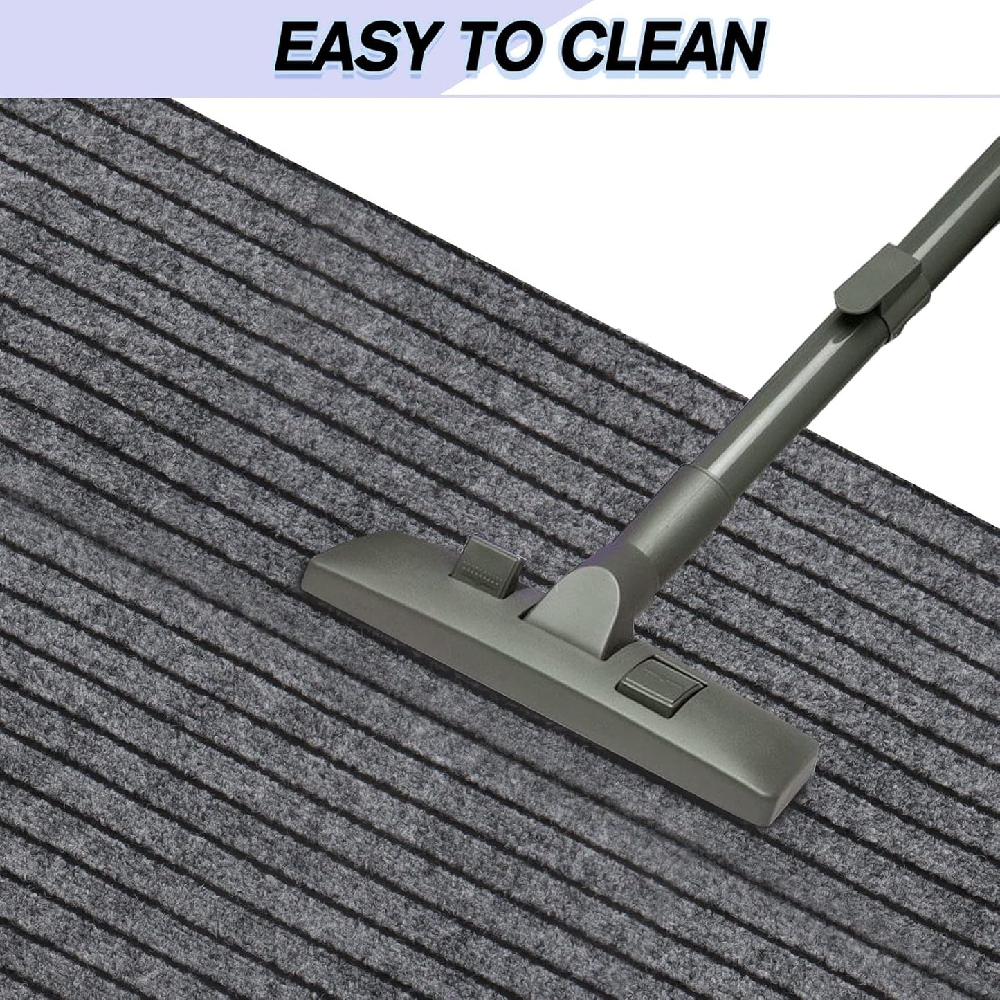 Custom Size Backed Non-Slip Area Rugs Runner, Easy Clean, Waterproof Runner Rugs for Hallway Entryway, Kitchen, Laundry, 4FT x 33FT, Gray Stripe