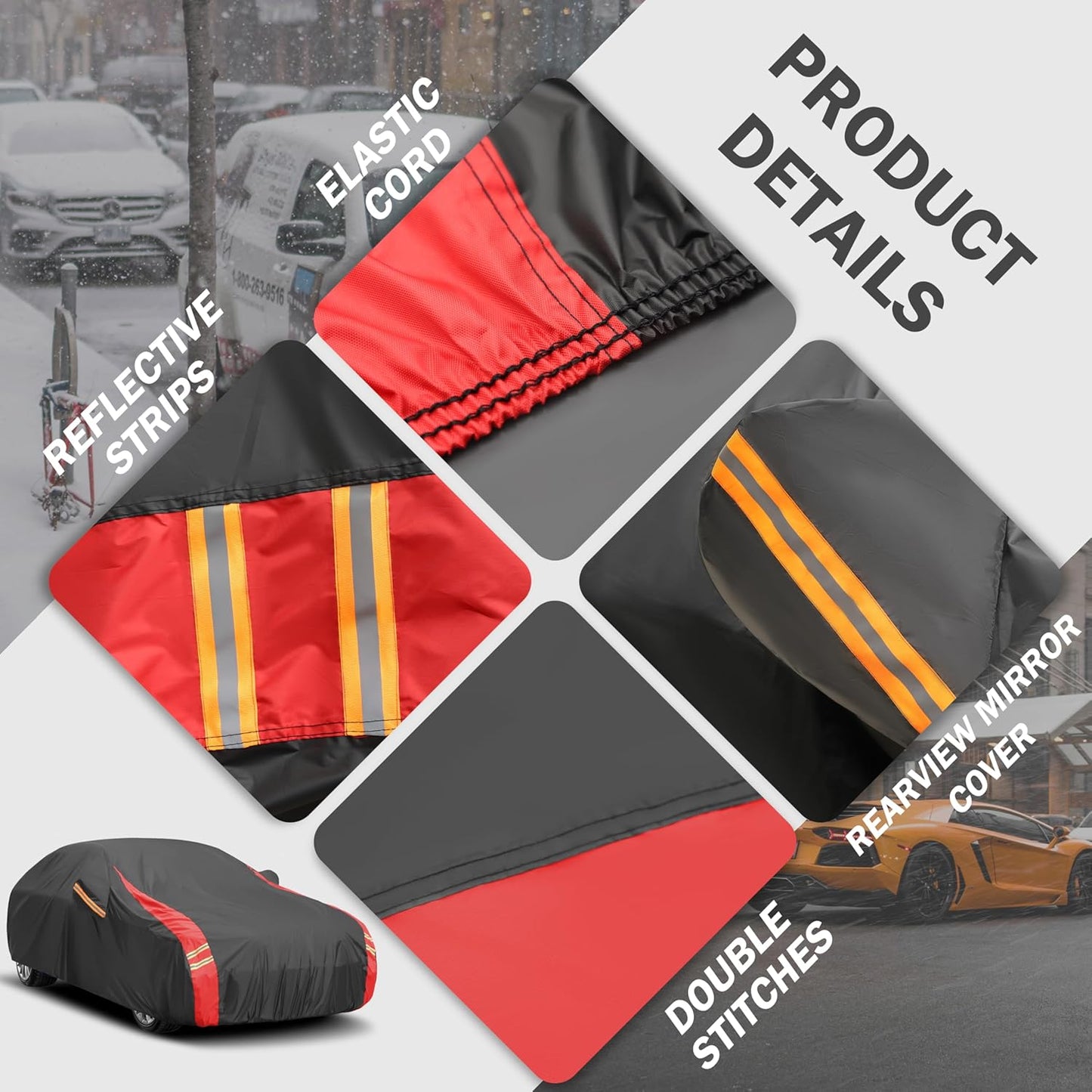 Car Cover Outdoor Automobiles Waterproof All Weater, Universal Fit (Length Up to 240 inch) XL+