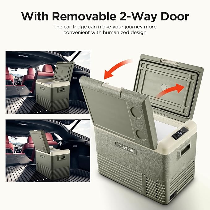 AAOBOSI 12 Volt Refrigerator,42 Quart(40L) Car Refrigerator, -4℉-68℉ Electric Cooler with 12/24V DC & 110-240V AC, Fast Cooling Portable Car Fridge for Camping, Travel, Outdoor, 3 Year Warranty