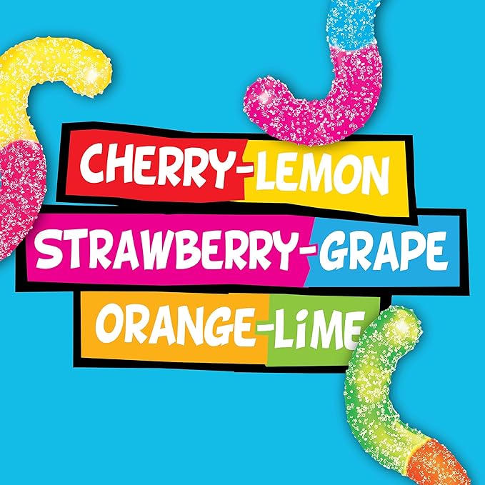 Trolli Sour Brite Crawlers Minis Candy, Sour Gummy Worms, 2 Ounce Treat-Size Pouches (Pack Of 18)