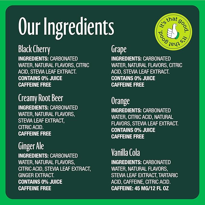 Zevia Zero Sugar Soda, Rainbow Variety Pack, 12 oz Cans (24-Pack) – Naturally Sweetened, Non-GMO Project Verified, Gluten-Free, Vegan