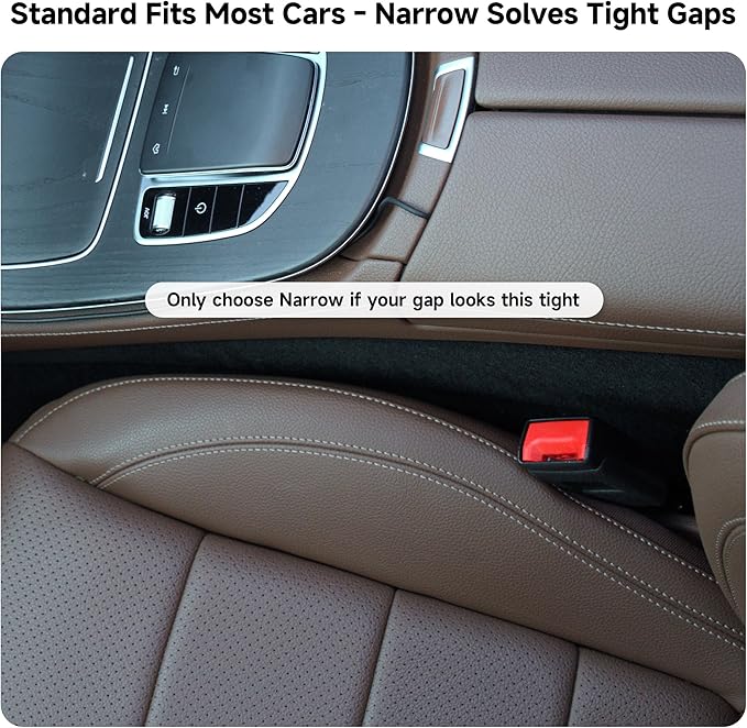 Car Seat Gap Filler Set of 2, 3IN1 Seat Side Gap Filler Plug with Storage Slot & Hook Function, Soft Foam Universal Fit Car SUV Truck Fill Gap Between Seats Console Organizer（Narrow Beige）