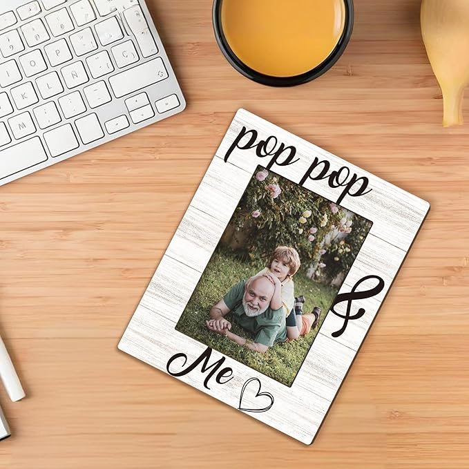 Fathers Day Pop Pop Picture Frames - Grandpa Photo Frame, Grandpa Gifts for Father's Day Birthday from Grandkids Grandchildren, PopPop and Me Grandfather Picture Photo Frames for Home Bedroom Decor, 5x7