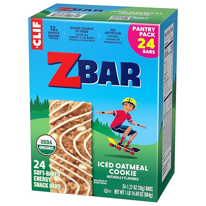 Zbar - Iced Oatmeal Cookie - Soft-Baked Energy Snack Bars - Non-GMO - 12g Whole Grains - USDA Organic Granola Bars (24 Pack)