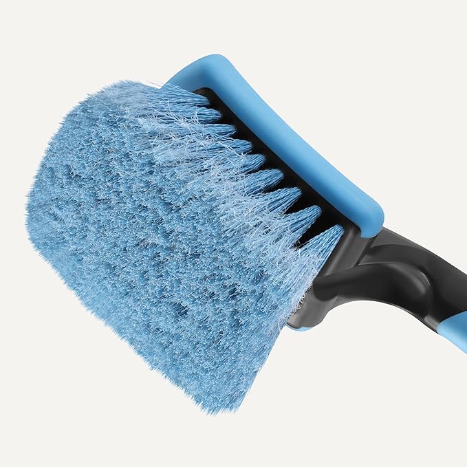 Amazon Basics Wheel Brush for Car Detailing, Safe for Cars, Trucks, RVs, Ergonomic Handle, Blue