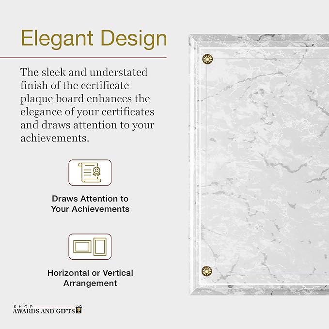 SHOP AWARDS AND GIFTS 8.5 x 11 Certificate Frame Holder, Slide in Wall Plaque Display, 10.5 x 13 Inch Board, White