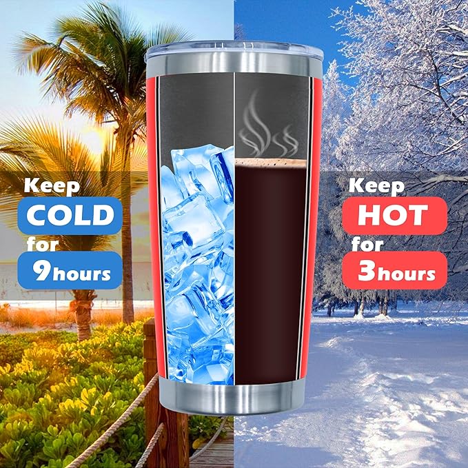 20oz Tumbler Bulk Stainless Steel Tumblers with Lid Vacuum Insulated Double Wall Travel Coffee Mug Powder Coated Tumbler Cup for Hot and Cold Drinks(Red, 1 pack)
