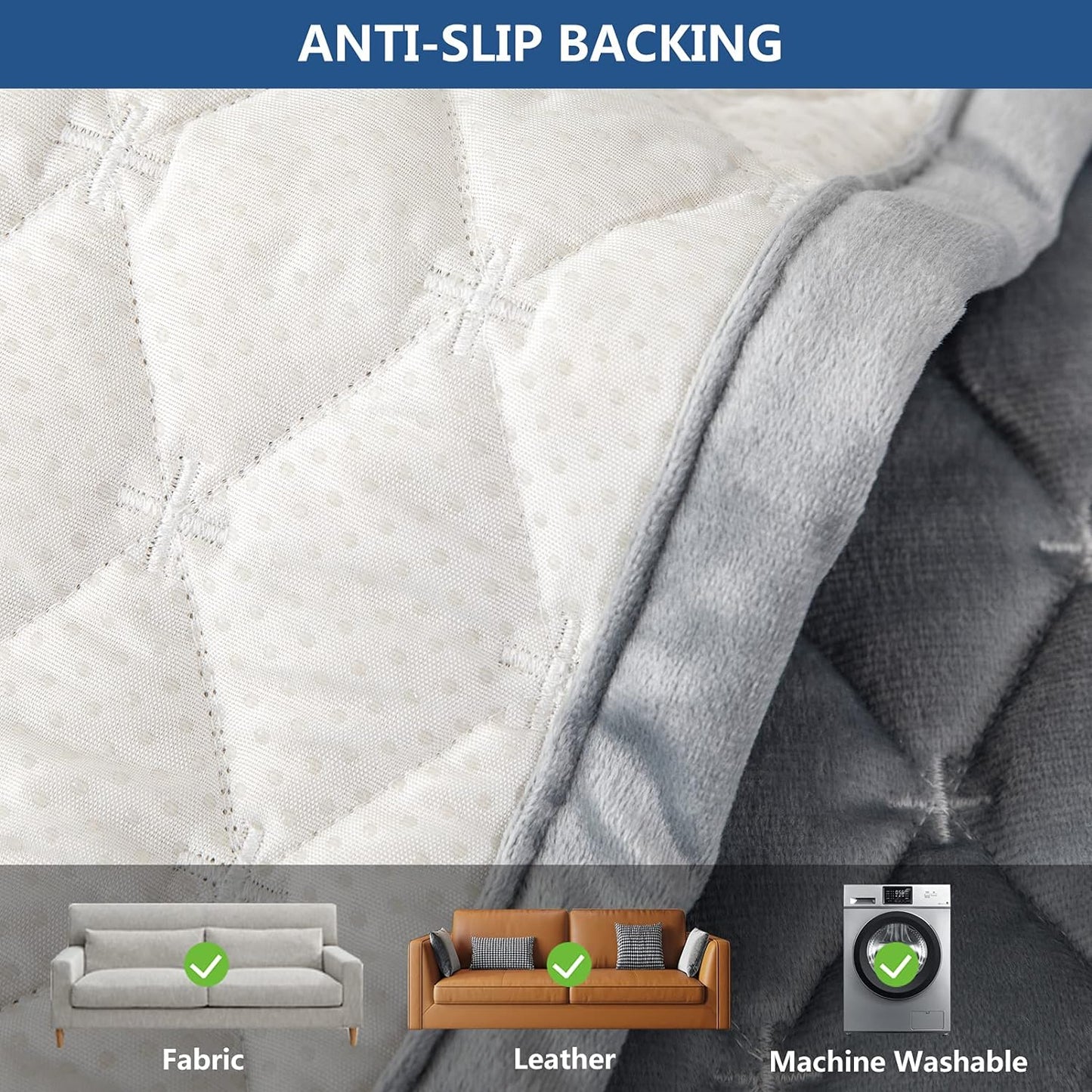 Eismodra Armrest Covers,Couch Cover,Sofa Cover,Backrest Covers,Anti-Slip Armchair Slipcovers for Dogs Cats Pet Loveseat Recliner Leather L Shaped,Light Gray 28 x 28 Inches (Only 1 Piece)