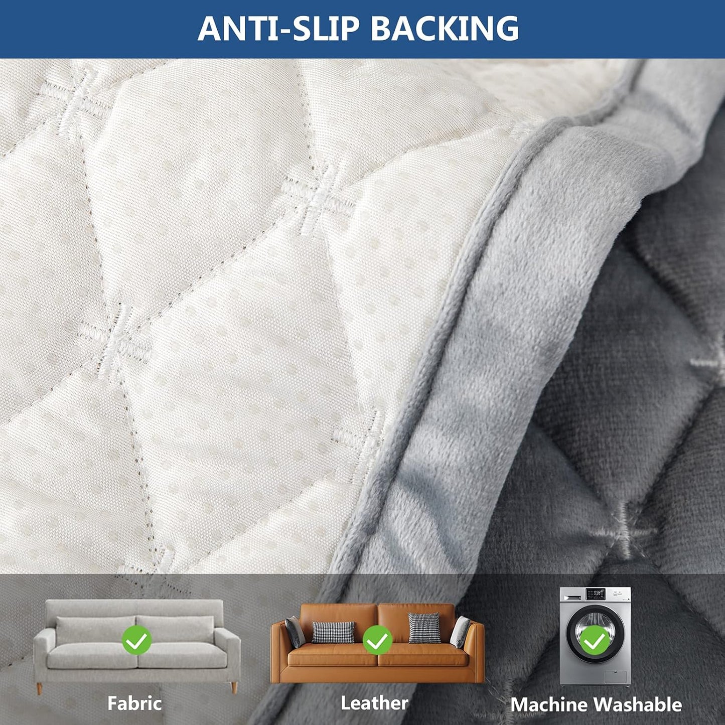 Eismodra Couch Cover,Sectional Couch Covers,Sofa Covers for 3 Cushion Couch,Anti-Slip Sofa Slipcovers for Dogs Cats Kids Loveseat Recliner L Shaped Armrest Backrest,Light Gray 36''x47''(Only 1 Piece)