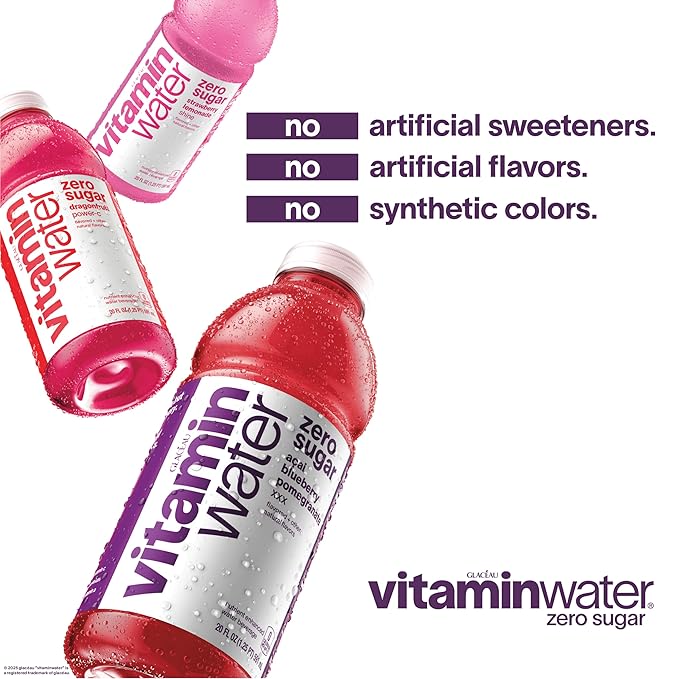vitaminwater Zero Sugar Rise Orange Nutrient Enhanced Flavored Water Beverage, 20 fl oz Bottles, 12 Pack