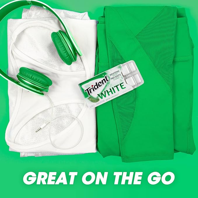 Trident White Spearmint Sugar-Free Chewing Gum, 9 Pack of 16 Pieces (144 Total Pieces)