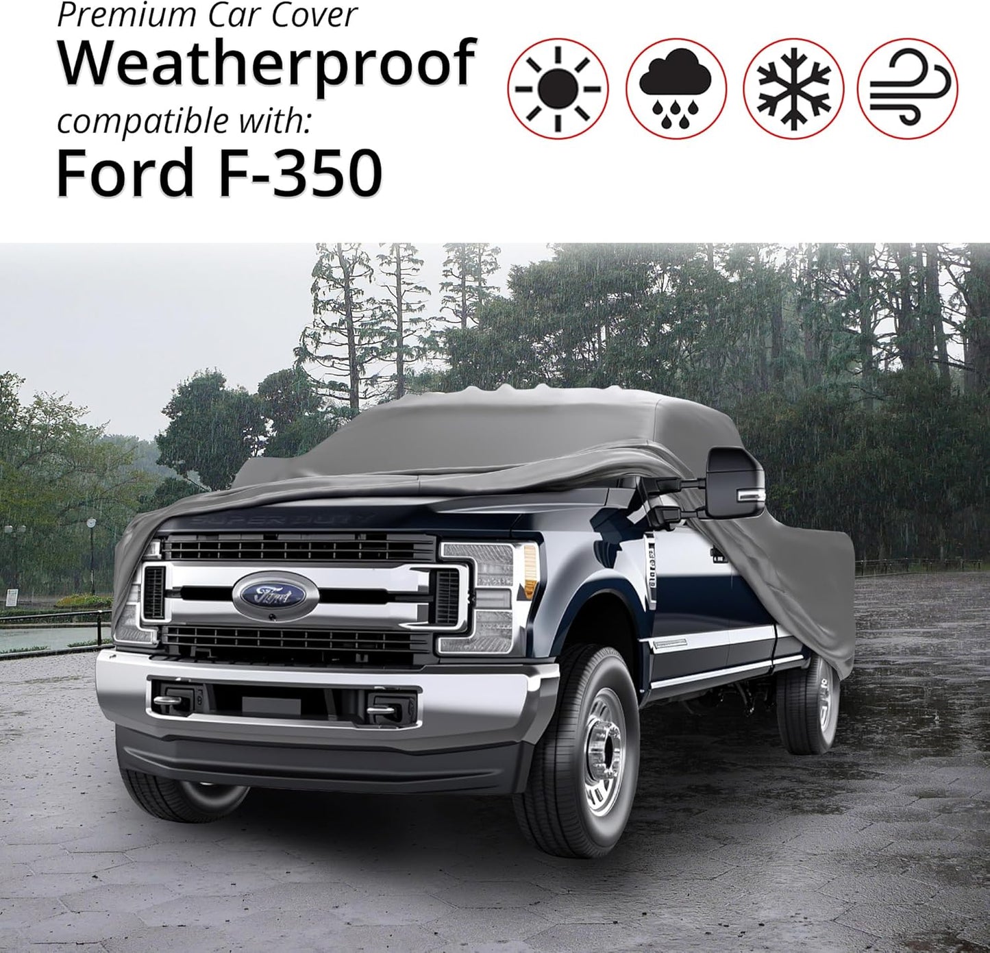 Car Covers Weatherproof Max Truck Cover & Warranty Compatible with Ford 2022-2024 F-350 Crew Cab, 6.75' & Shell– Outdoor Cover, Prevents Theft with Cable Lock