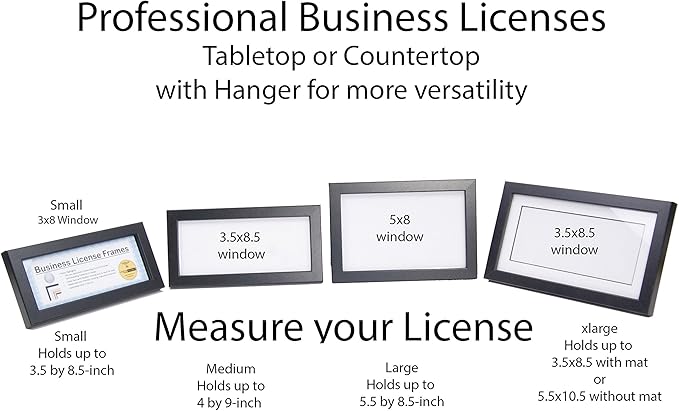 Creative Picture Frames 4-4X9Ss Stainless Steel Like Business License Certificate Frames for Professionals 3.5 by 8.5 Inch Self