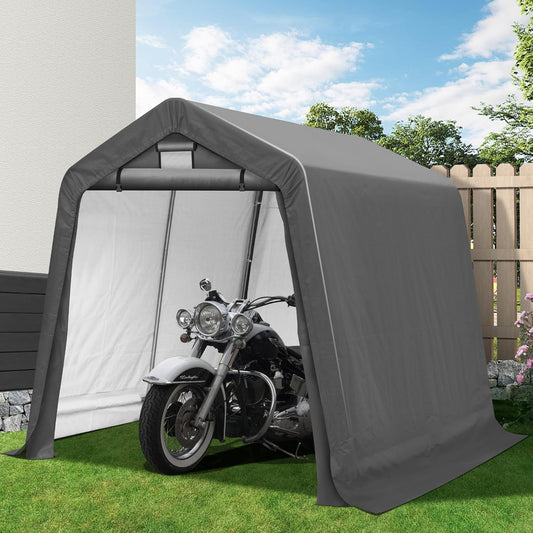 8x8Ft Ourdoor Storage Shed Shelter,Portable Shed Garage with Roll-up Zipper Door &Vent Window, Heavy Duty Storage Tent Carport for Bike,Motorcycle