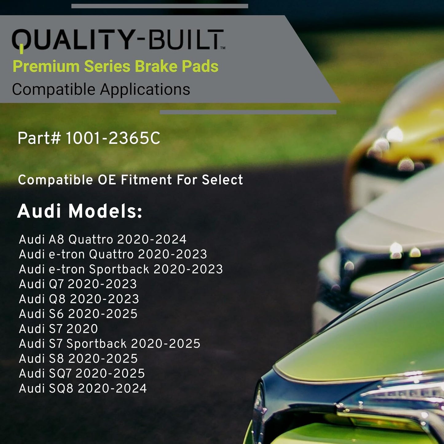 Premium Ceramic Rear Brake Pads (1001-2365C) Compatible with 2020-2025 Audi (A8 Quattro/e-tron Quattro/e-tron Sportback/Q7/Q8/S6/S7/S7 Sportback/S8/SQ7/SQ8)