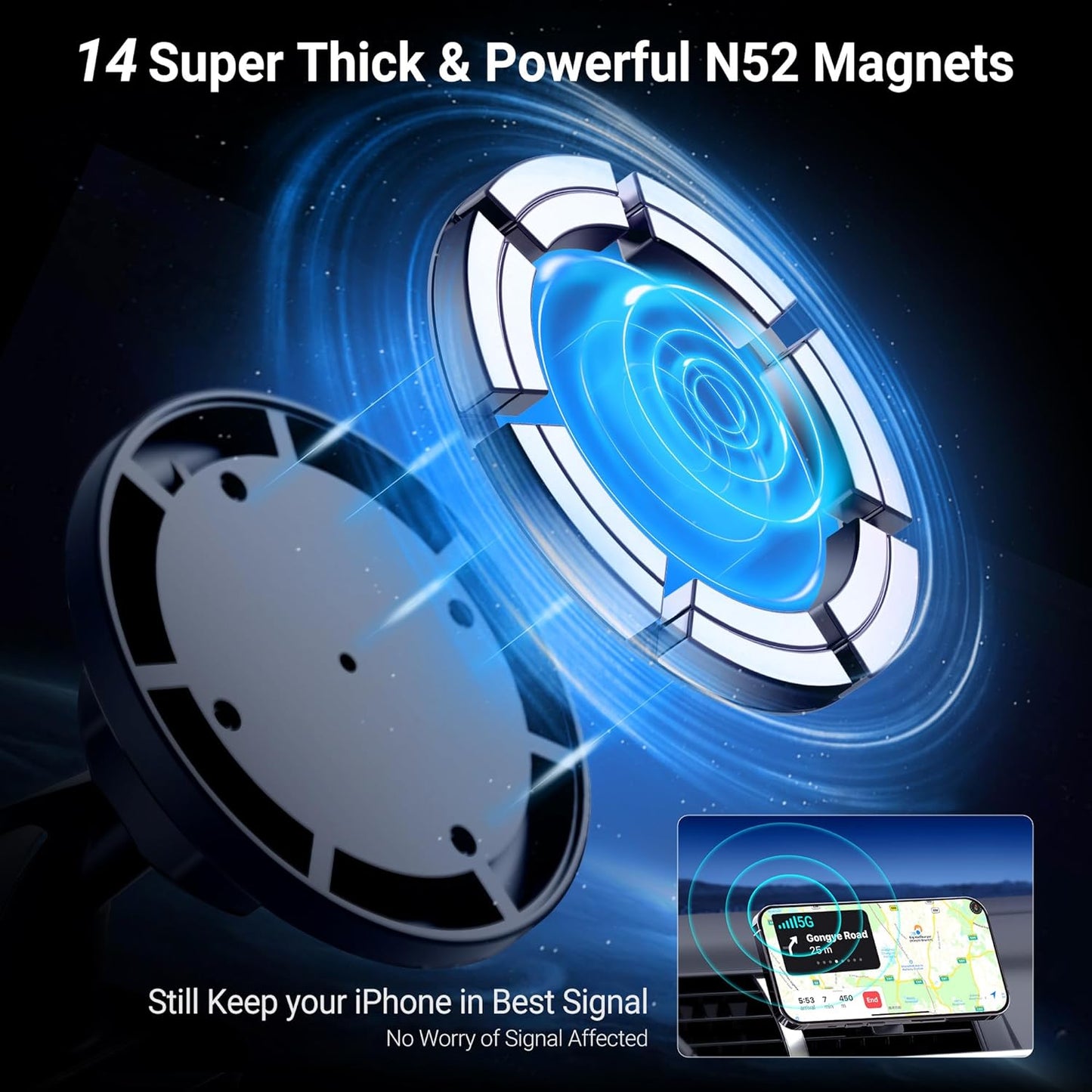 PROfezzion CD Slot & Vent Clip Combo Magnetic Phone Holder Compatible with MagSafe on Car CD Player Slot or Air Vent for iPhone 16 15 14 13 12 Pro Max Plus, Mag-Safe Case & All Phones