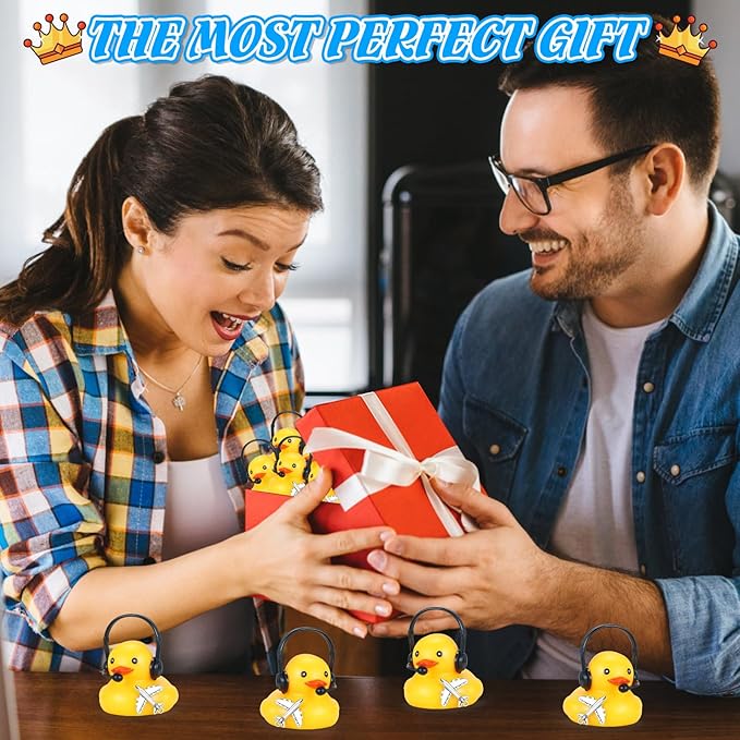 BOZILY Rubber Duck with Headphones & Airplane, DIY Yellow Rubber Duck Car Dashboard Decorations, Stress Relief Decoration for Car, Home, Office