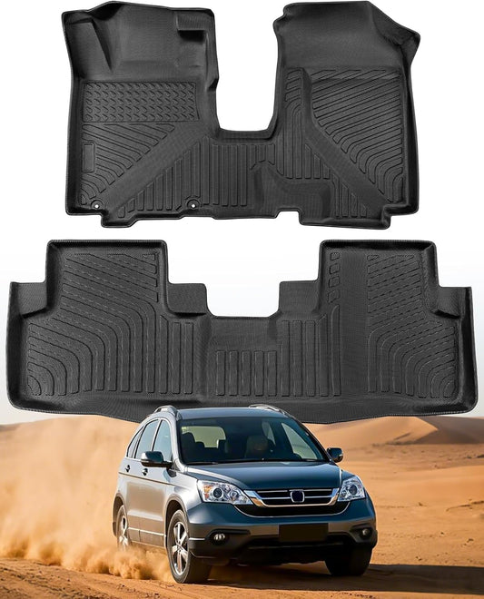 Car Floor Mats for Honda CRV 2007-2011 Full Set, All Weather Floor Liners Custom Fit Water-Resistant Non-Slip Rubber Mat for Cars, Automotive Carpet Protector Accessory for CRV 2007-2011 Black
