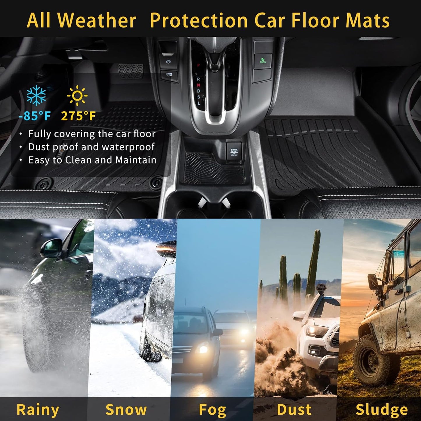 GINOWY-Floor Mats with Cargo Liner for Nissan Leaf 2018-2025, All Weather 2024 Leaf Car Floor Mats Full Set Custom Cargo Liner TPE Rubber Trunk Mat Trunk Liner, Leaf Accessories Mats