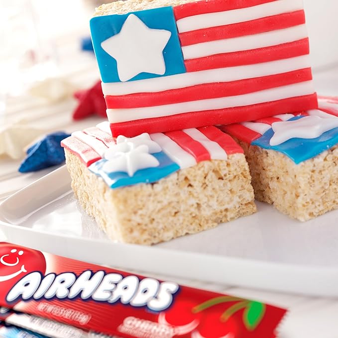 Airheads Candy Mini Bars, Red, White, & Blue, Assorted Flavors Variety Bag, Party, Non-Melting, 12 oz Bag