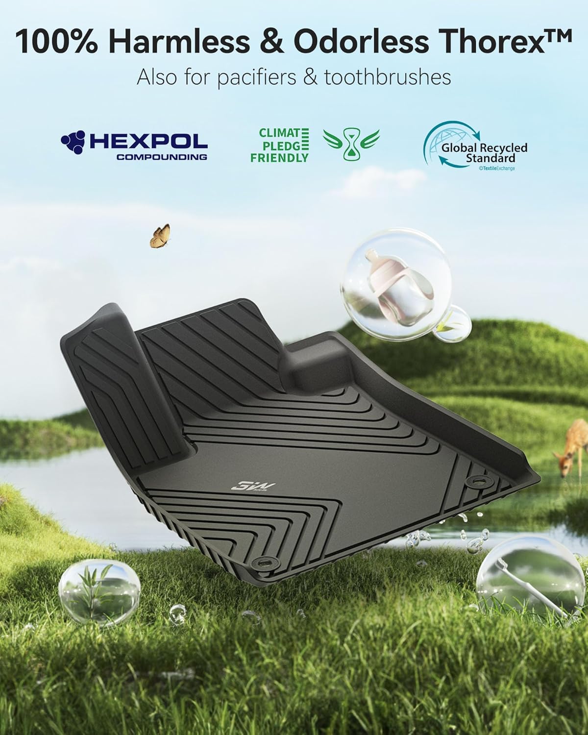 3W Floor Mats Fit for Honda Accord 2023 2024 2025(Include Hybrid Model) All Weather Heavy Duty Custom Fit TPE Car Floor Liners for Accord Front & Rear Rows, Black